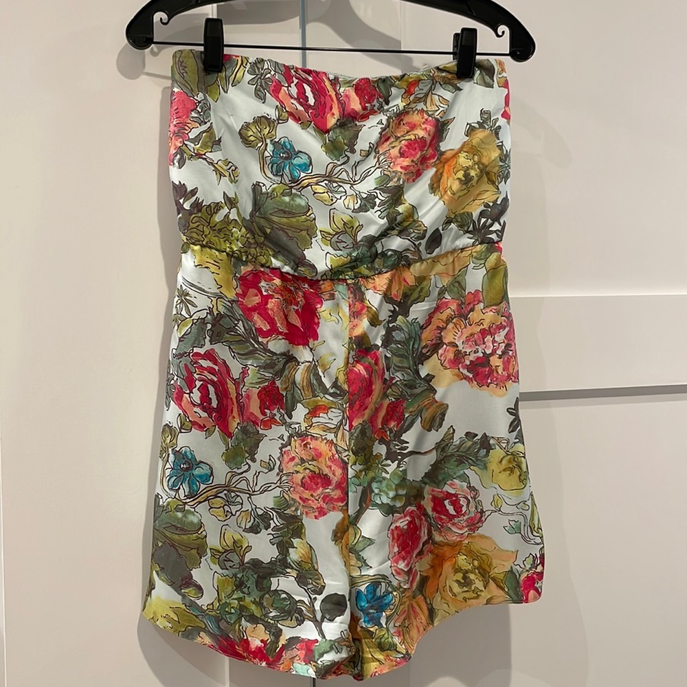 Alice and Olivia Floral Strapless Romper - Size Small